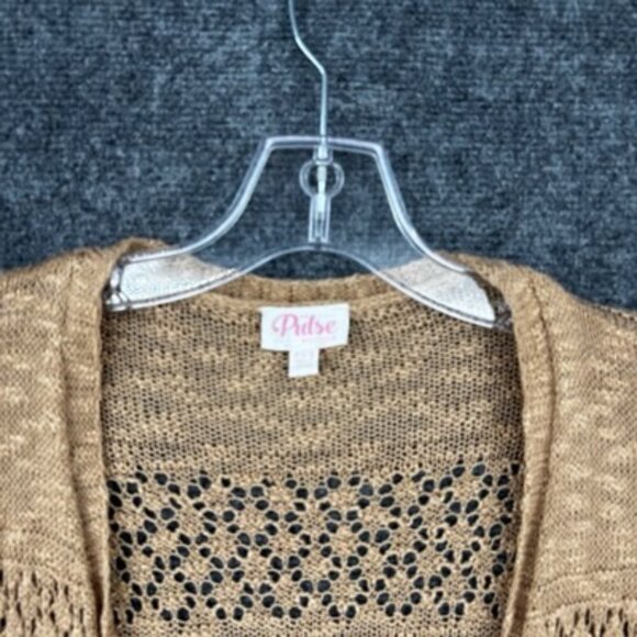 Pulse Tan Open Knit Cardigan Sweater Women’s XS/S Casual Preppy Boho - Picture 5 of 10